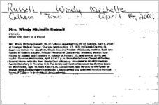Newspaper clipping about Windy Michelle Russell published April 14, 2007