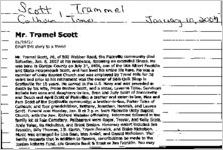 Newspaper clipping about Trammel Scott published January 10, 2007