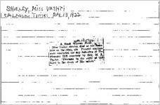 Newspaper clipping about Vashti Shirley published April 13, 1922