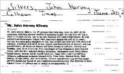 Newspaper clipping about John Harvey Silvers published June 20, 2007