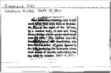 Newspaper clipping about Simmons published September 15, 1877
