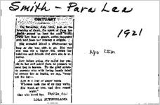 Newspaper clipping about Para Lee Smith published September 22, 1921