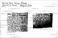 Newspaper clipping about Alice Fields Smith published May 11, 1922