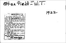 Newspaper clipping about W. T. Stanfield published March 30, 1922