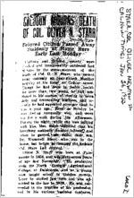 Newspaper clipping about Oliver Newton Starr published January 26, 1922