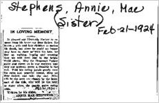 Newspaper clipping about Annie Mae Stephens published February 21, 1924