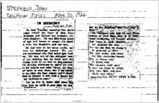 Newspaper clipping about John Stephens published March 30, 1922
