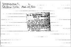 Newspaper clipping about C. L. Stephenson published March 23, 1922