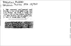 Newspaper clipping about Albert Stevens published February 14, 1924