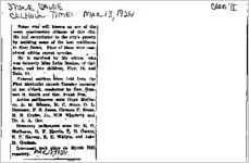 Newspaper clipping about Claude Stone published March 13, 1924
