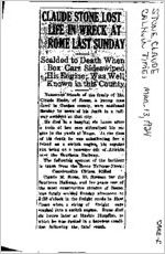 Newspaper clipping about Claude Stone published March 13, 1924