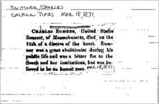 Newspaper clipping about Charles Sumner published March 18, 1871