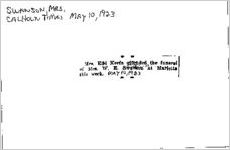 Newspaper clipping about Mrs. W. E. Swanson published May 10, 1923