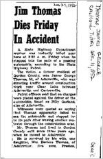 Newspaper clipping about James George Thomas published December 11, 1952