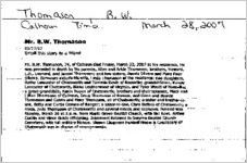 Newspaper clipping about B. W. Thomason published March 28, 2007