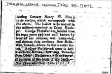 Newspaper clipping about George Thrasher published December 17, 1873