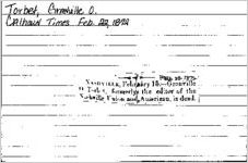 Newspaper clipping about Granville O. Torbet published February 22, 1872