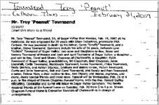 Newspaper clipping about Troy Townsend published February 21, 2007