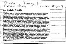 Newspaper clipping about Emily L. Trimble published January 27, 2007