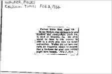 Newspaper clipping about Moses Walker published February 2, 1922