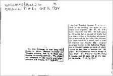 Newspaper clipping about W. H. Williams published October 16, 1924