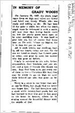 Newspaper clipping about Grady Woods published February 19, 1925