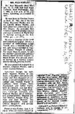 Newspaper clipping about Roy Maxwell (Max) Worley published August 10, 1996