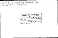 Newspaper clipping about the son of Mr. and Mrs. Charlie Wray published August 9, 1923