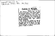 Newspaper clipping about Calvin J. Wright published December 20, 1923