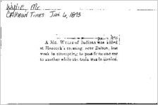 Newspaper clipping aboutWylie published January 6, 1873