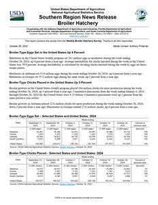 Broiler hatchery news release, 2024 October 30