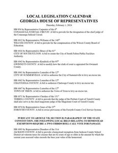 Local legislation calendar, 2024 February 1