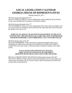 Local legislation calendar, 2024 March 28