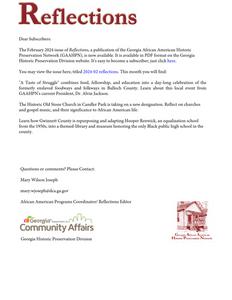 Reflections (Georgia African American Historic Preservation Network) 2024 February