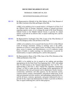 House first readers in Senate, 2024 February 8