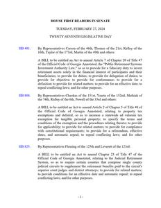 House first readers in Senate, 2024 February 27
