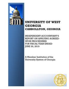 University of West Georgia, Carrollton, Georgia, independent accountant's report on applying agreed-upon procedures for the fiscal year ended 2019 June 30