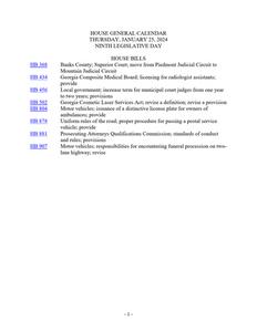 House general calendar, 2024 January 25