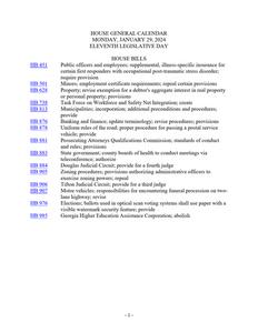 House general calendar, 2024 January 29