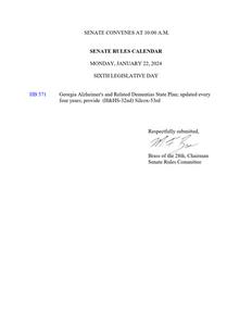 Senate rules calendar, 2024 January 22