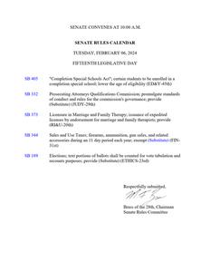 Senate rules calendar, 2024 February 6