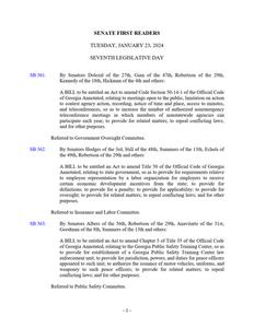 Senate first readers, 2024 January 23