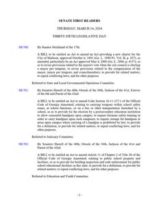 Senate first readers, 2024 March 14