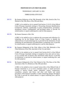 Proposed Senate first readers, 2024 January 10
