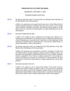 Proposed Senate first readers, 2024 January 11