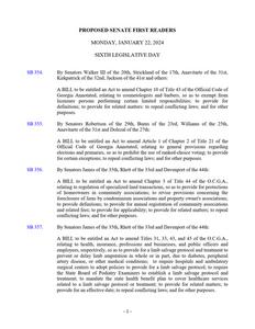 Proposed Senate first readers, 2024 January 22