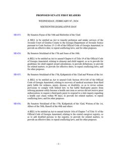 Proposed Senate first readers, 2024 February 7