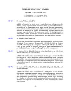 Proposed Senate first readers, 2024 February 9