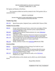 House supplemental rules calendar, 2024 February 27