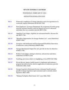 Senate general calendar, 2024 February 7